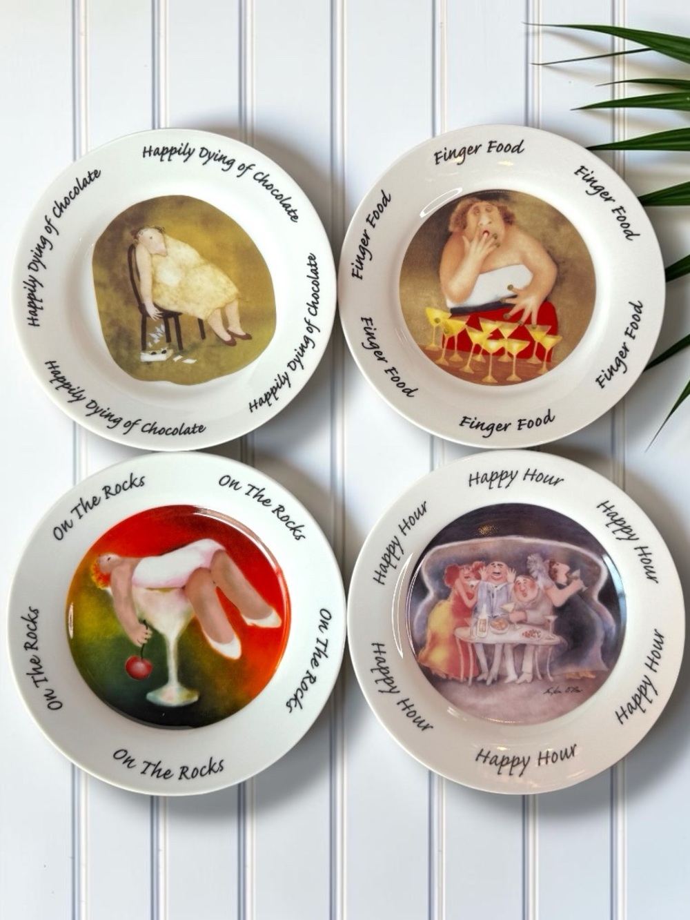 Erika Oller House of Prill Whimsical Cocktail Dessert Plates Set of 4